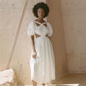 DOEN Ravenna Dress in Salt Cream Size XXL Eyelet Cottagecore Peasant Prairie